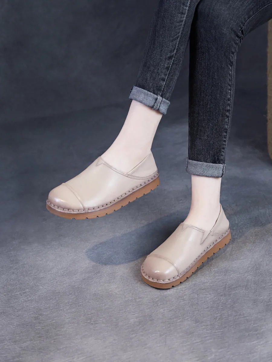 Women Vintage Casual Soft Leather Flat Shoes