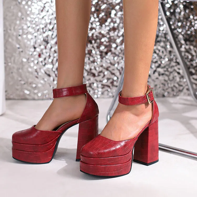 Women's Ankle Strap Chunky Heel Platform Sandals