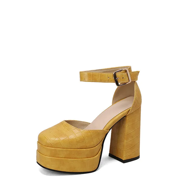 Women's Ankle Strap Chunky Heel Platform Sandals