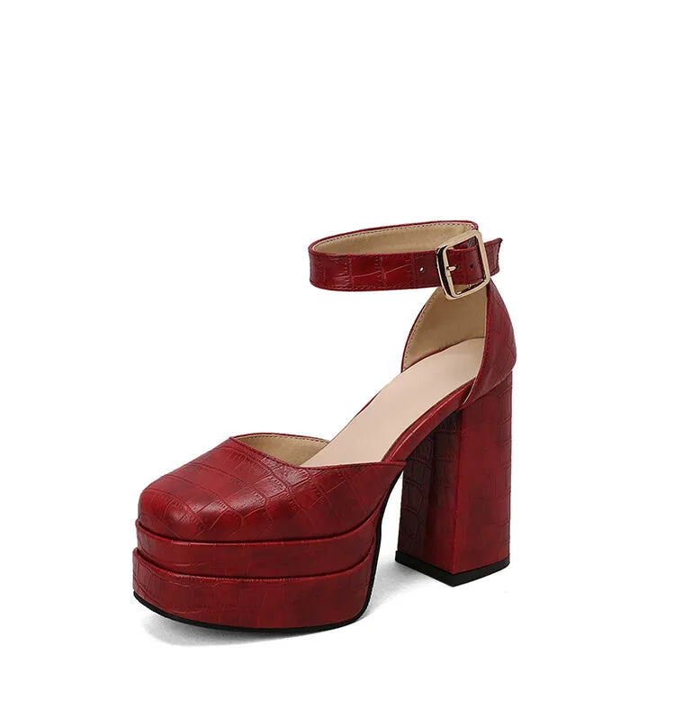 Women's Ankle Strap Chunky Heel Platform Sandals