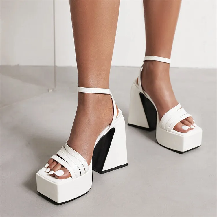 Women's Ankle Strap Thick Sole High Heel Platform Sandals