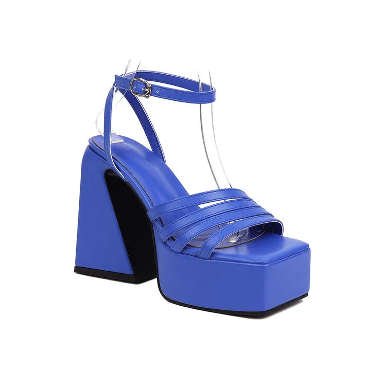 Women's Ankle Strap Thick Sole High Heel Platform Sandals
