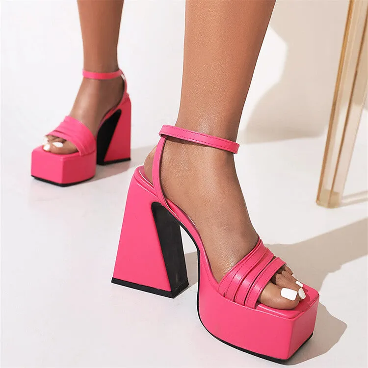 Women's Ankle Strap Thick Sole High Heel Platform Sandals