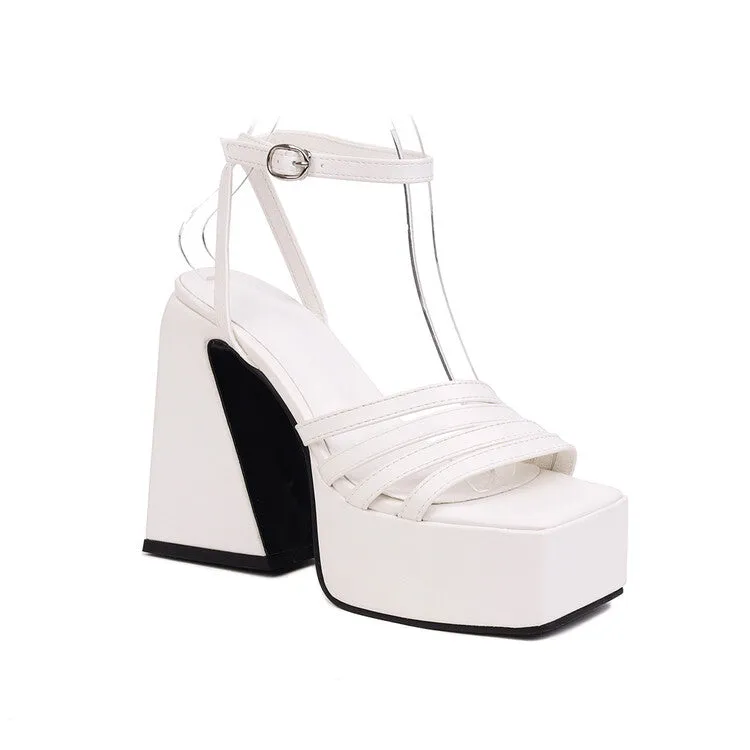 Women's Ankle Strap Thick Sole High Heel Platform Sandals