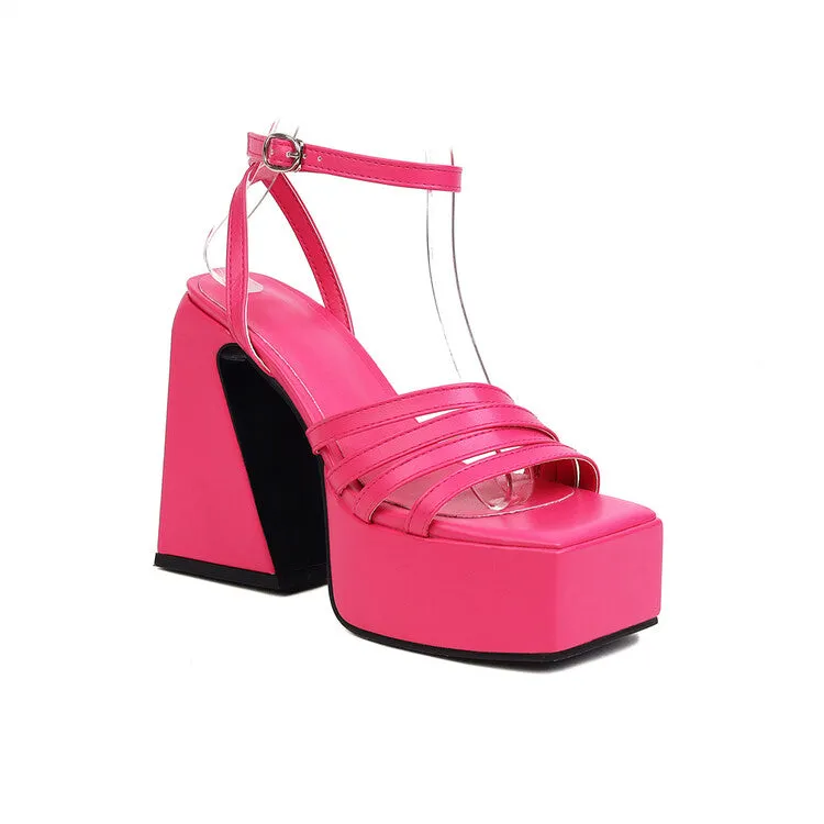 Women's Ankle Strap Thick Sole High Heel Platform Sandals