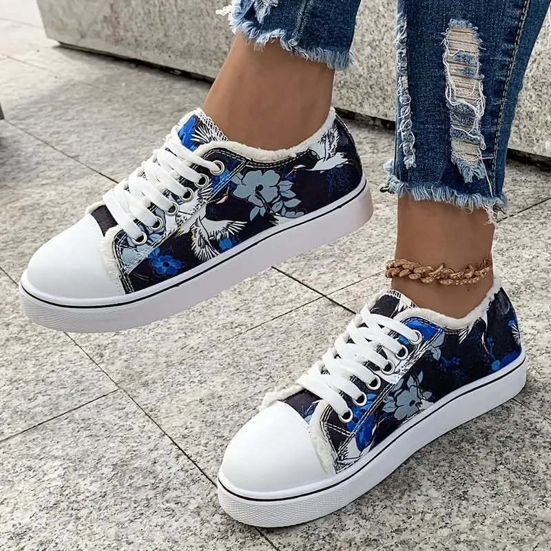 Women's Canvas Shoes Lace Up Casual Walking Trainers