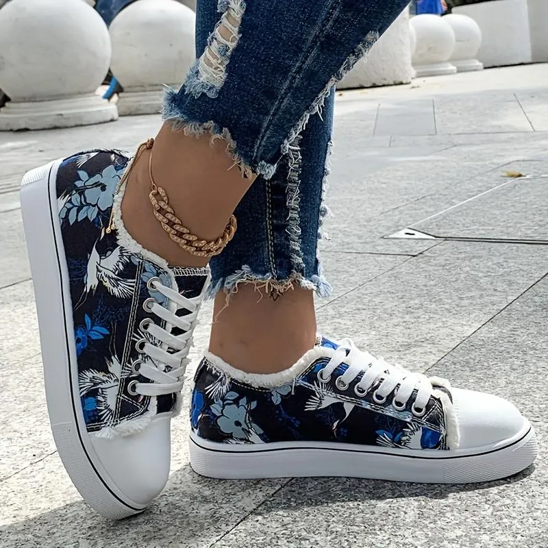Women's Canvas Shoes Lace Up Casual Walking Trainers