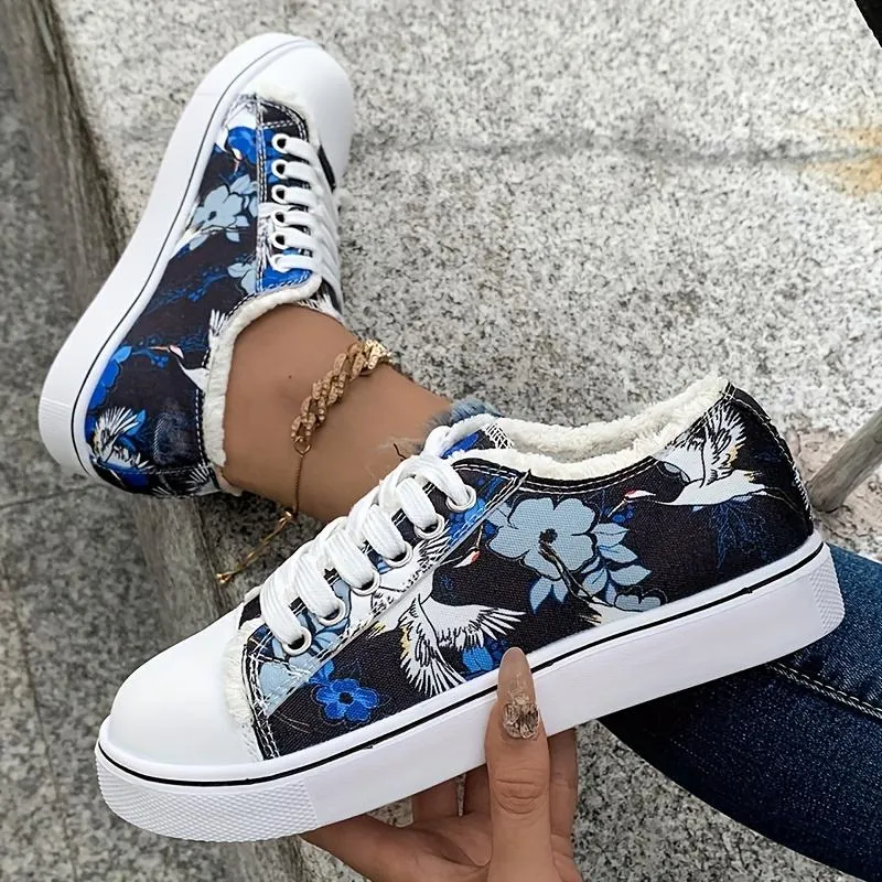 Women's Canvas Shoes Lace Up Casual Walking Trainers