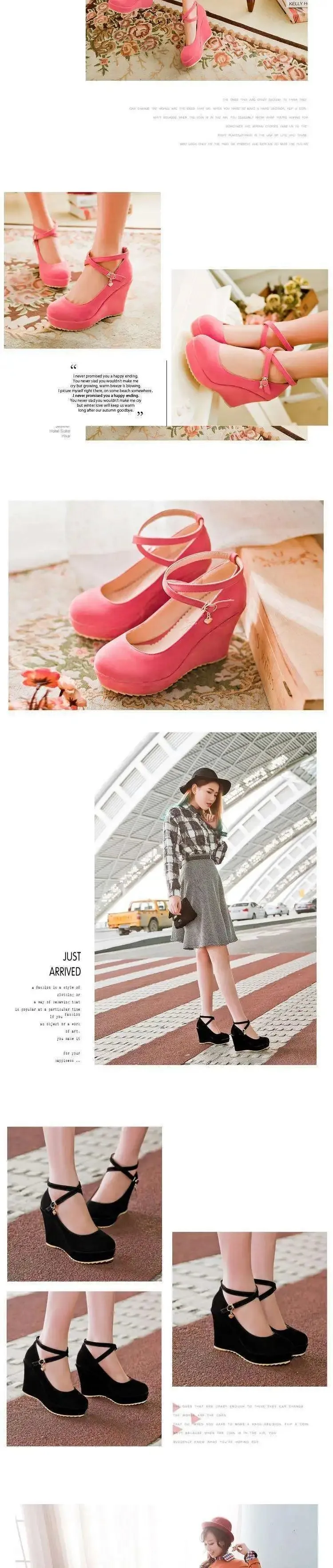 Women's Flock Buckle Ankle Strap Shoes