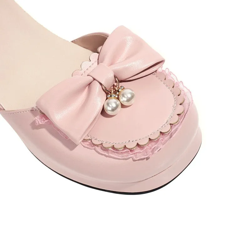 Women's Lolita Round Toe Hollow Out Ankle Strap Block Heel Low Heels Sandals