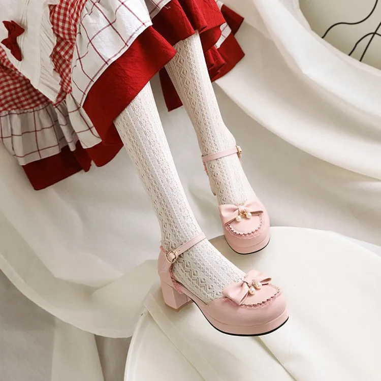 Women's Lolita Round Toe Hollow Out Ankle Strap Block Heel Low Heels Sandals