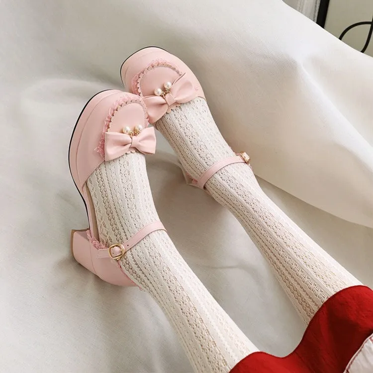 Women's Lolita Round Toe Hollow Out Ankle Strap Block Heel Low Heels Sandals