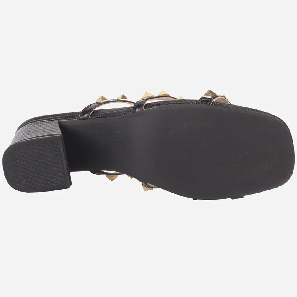 Women's "LISACONE" Stud Adorned Block Heeled Sandals