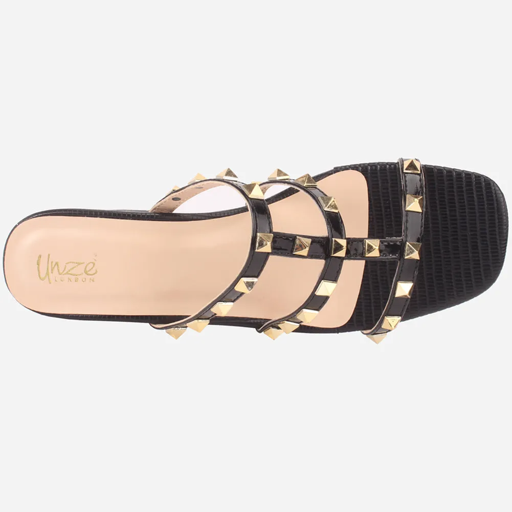 Women's "LISACONE" Stud Adorned Block Heeled Sandals
