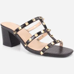 Women's "LISACONE" Stud Adorned Block Heeled Sandals