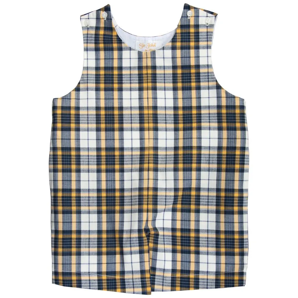 Yellow & Navy Blue Plaid Romper